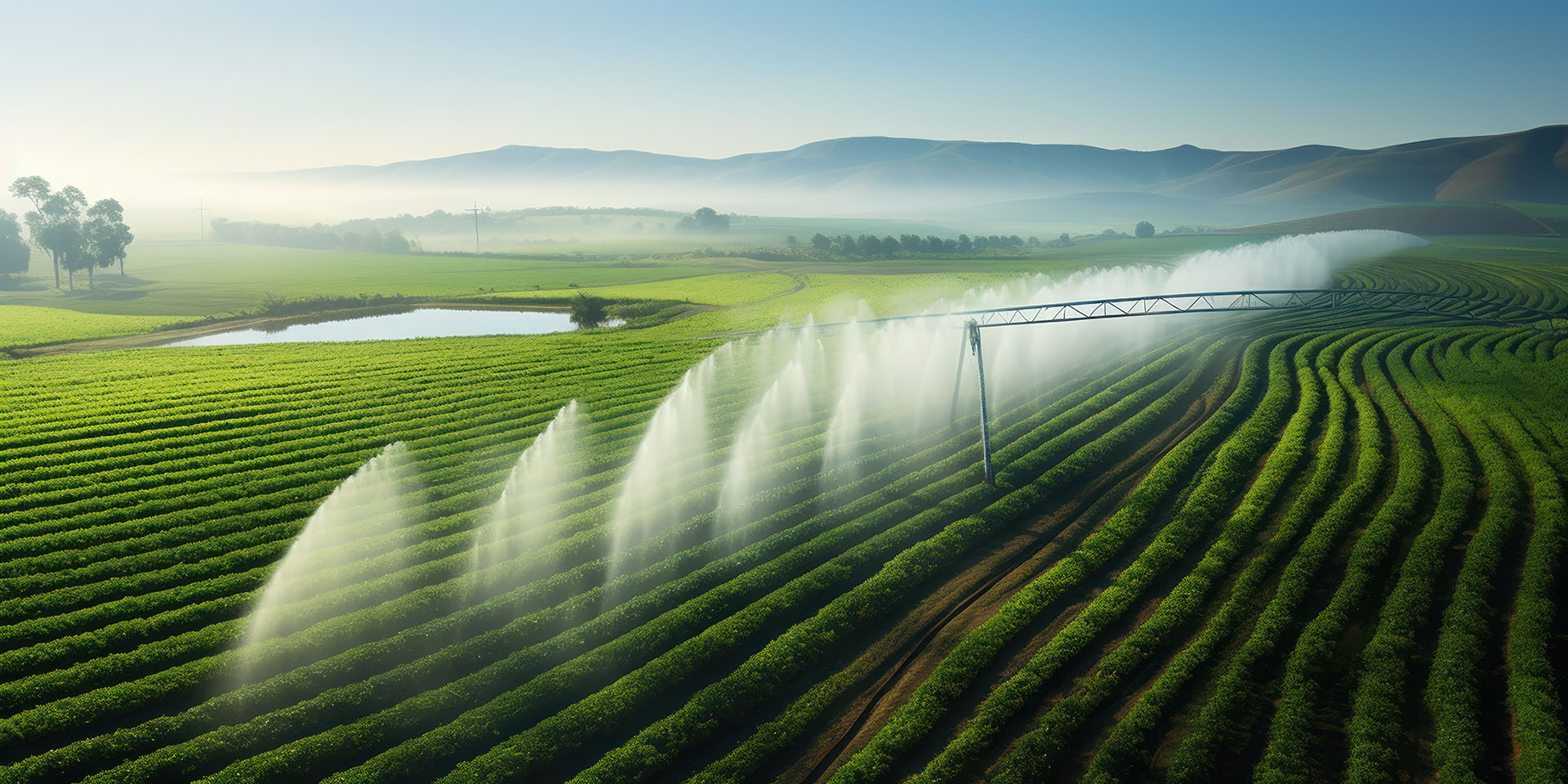Refreshment from above, as sprinklers arc water over the geometr 0.4mm Thickness 16mm Drip Lines Plastic Drip Irrigation System for 1 Hectare Greenhouse 2000M Water Hose